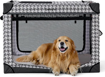 Lesure Cute Soft Collapsible Dog Crate 42 Inch 4-Door Foldable
