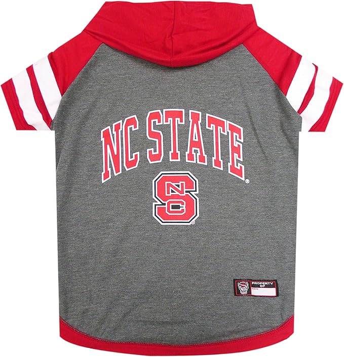 NCAA North Carolina State Wolfpack Hoodie for Dogs & Cats, X-Small Collegiate Licensed Dog Hoody Tee Shirt. Sports Hoody T-Shirt for Pets. College Sporty Dog Hoodie Shirt.