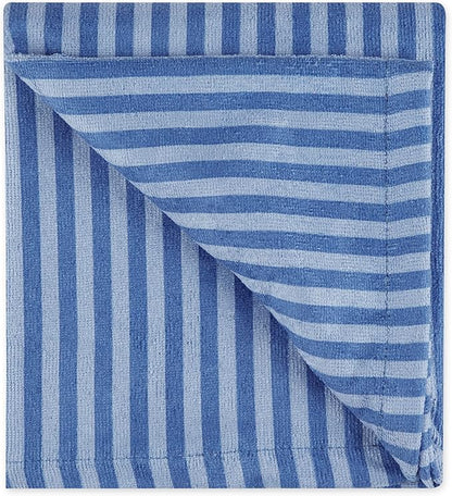 Bone Dry Pet Grooming Towel Collection Absorbent Microfiber X-Large, 41x23.5", Striped Blue