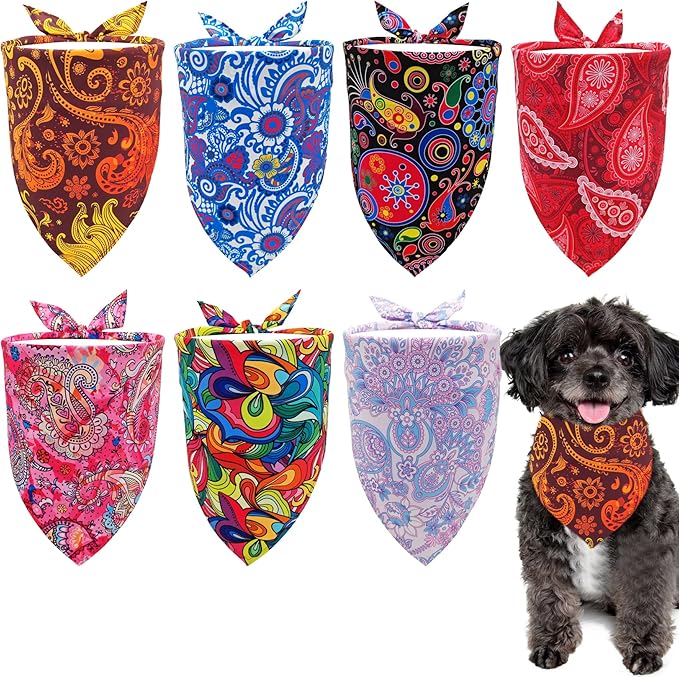 Paisley Dog Bandanas for Small Dogs Breed Cats 18 Inch 7PCS