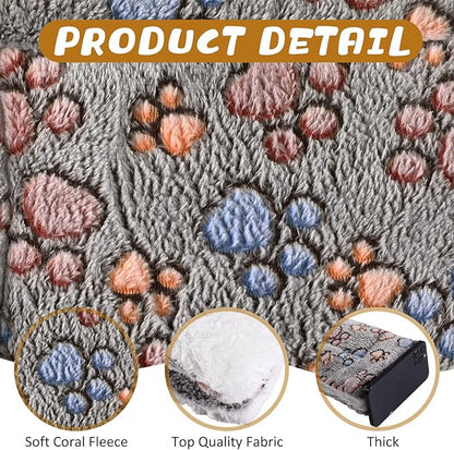 4 Pack Ultra Soft Dog Cat Bed Mat with Cute Prints Reversible Fleece Dog Crate Kennel Pad Cozy Washable Thickened Hamster Guinea Pig Bed Pet Bed Mat for Small Animals (Gray,13 x 10 Inches)