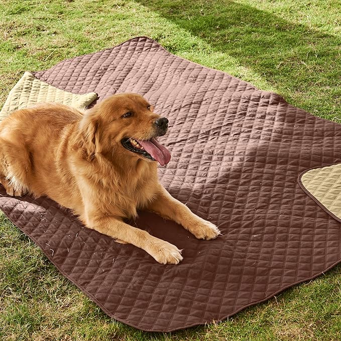 NICETOWN Waterproof Reversible Dog Bed Cover Pet Blanket Sofa, Couch Cover Mattress Furniture Car Stains Fur Protector for Dog, Pet, Cat（52" Wide x 82" Long, Chocolate/Sand, Pack of 1