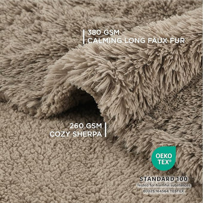 Bedsure Waterproof Dog Blankets for Large Dogs - Calming Cat Blanket for Couch Protector Washable, Long Faux Fur Pet Throw Blanket for Puppy, Reversible Furniture Protection, 40"x50", Brown