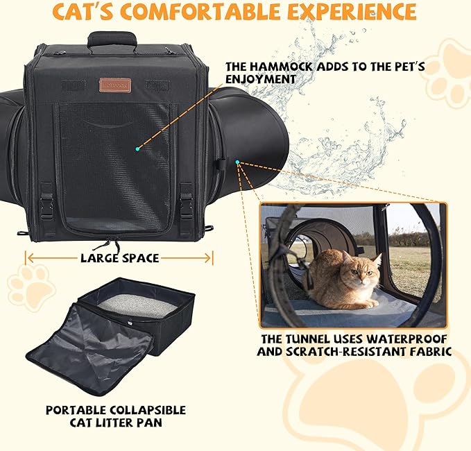 Cat Travel Carrier with Litter Box Portable Single Cat Carriers for Cat and Pet Shelter Ideal for Single Cat Soft Foldable Design with Shoulder Strap, One Hammocks and Cushion