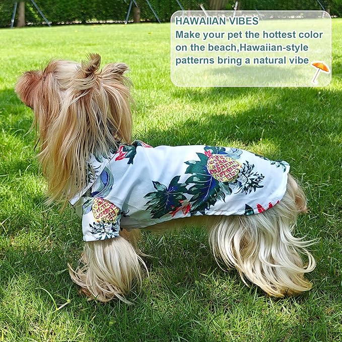 Dog Hawaiian Shirt Hawaii Style Summer Dog Clothes Boy Girl Breathable Cool Costume Beach Seaside Sweatshirt for Small Puppy Polo T-Shirt Pet Outfit