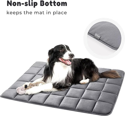 Allisandro Premium Non-Slip Waterproof Dog Mat Washable Dog Sleeping Bed Kennel Pads for Small Medium Large Dogs and Cats, Grey, 39 X 29.5 inches