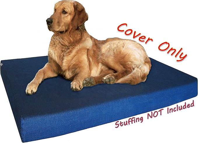Dogbed4less 41X27X4 Inches Large Durable Blue Color Denim Jean Cotton Dog Pet Bed External zipper Cover