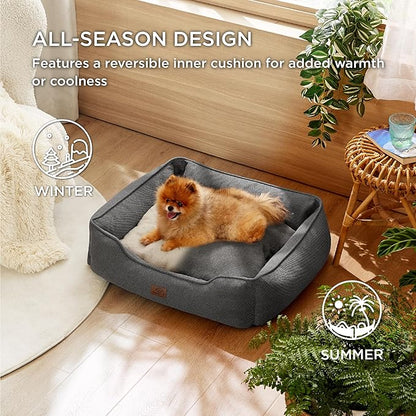 Bedsure Washable Dog Bed for Small Dogs 25x21x8inches, Grey