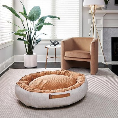 Luna Linen Cream XL Round Cloud Dog Bed