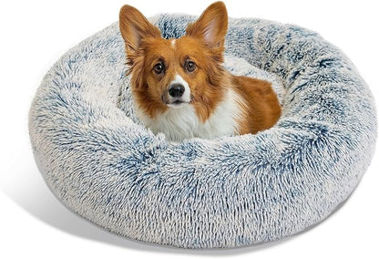 Best Friends by Sheri The Original Calming Donut Cat and Dog Bed in Shag Fur Denim 30"