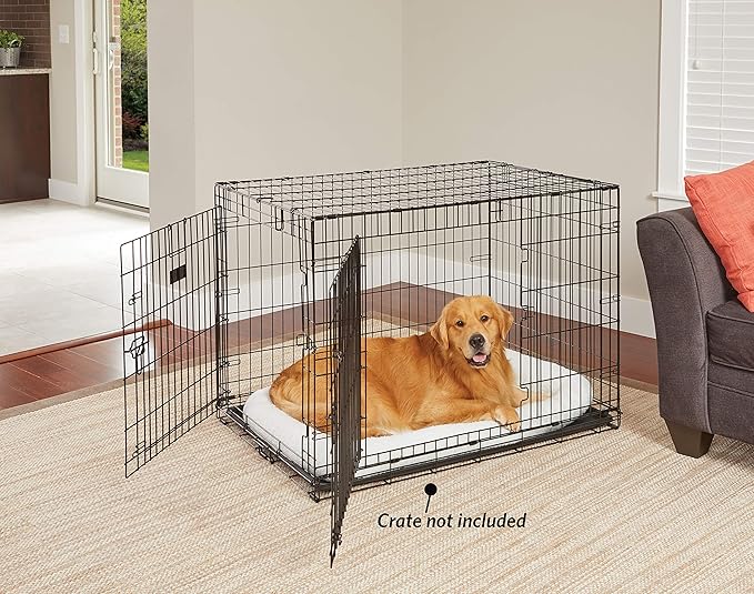 MidWest Homes for Pets Bolster Dog Bed 42L-Inch White Fleece Dog Bed w/ Comfortable Bolster 42-Inch Dog