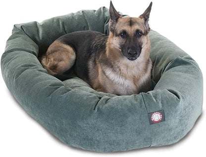 Majestic Pet 52 Inch Micro Velvet Calming Dog Bed Washable – Cozy Soft Round Dog Bed with Spine for Head Support 52x35x11 (inch)