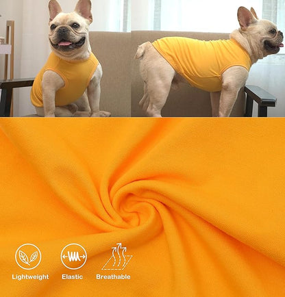 Dog Blank Cotton Shirts,Plain Dogs Large Clothes,Boy Girl Pet Costumes,Yellow & Purple XL