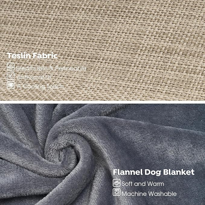 Veehoo Large Elevated Dog Bed with Flannel Dog Blanket CWC2201B