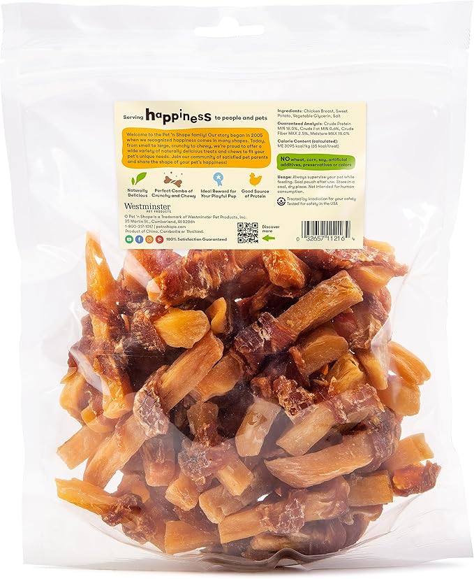 Pet 'n Shape Sweet Potato Chews Jerky Dog Treats 1 Pound