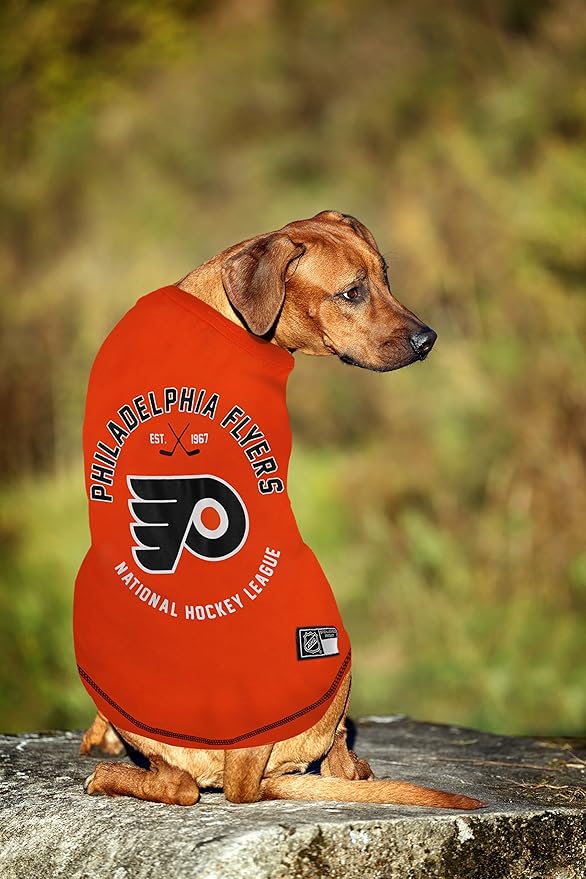 NHL PET TEE Shirt - Philadelphia Flyers Ice Hockey Team Dog Shirt, Size: X-Large. Soft, Breathable, Stretchable & Washable Pet T-Shirt XL. Cool & Fashionable Pet Shirt for The Phil Flyers Hockey Fan!