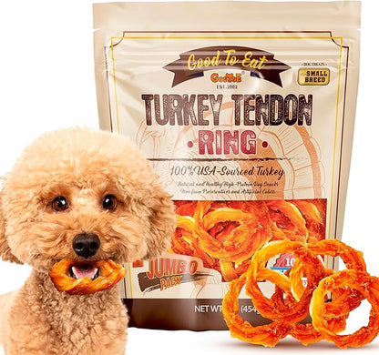 Gootoe Turkey Tendon Dog Treats – 100% USA-Sourced, Natural Snack, Premium Training Chews, Hypoallergenic, Reseal Value Bags, Size for Small Dogs, Ring (S) Jumbo Pack, 1 lb (Pack of 1)