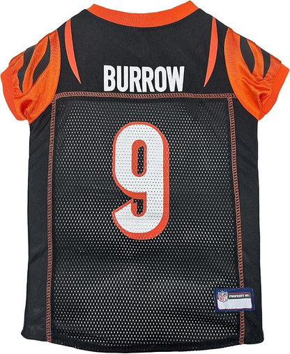 NFLPA Joe Burrow PET Jersey, NFL Dog Shirt, Size X-Small, Cincinnati Bengals Mesh Jersey for Dogs