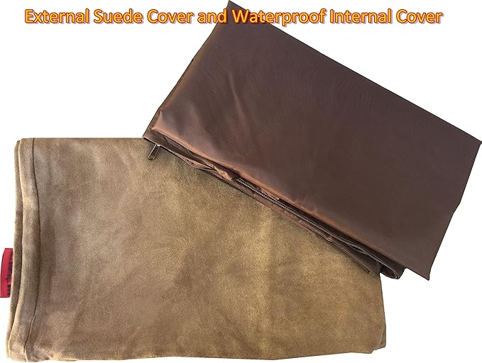 DIY Pet Bed Pillow Suede Cover + Waterproof Internal case for Dog/Cat at Medium 36"X29" Brown Color - Covers only