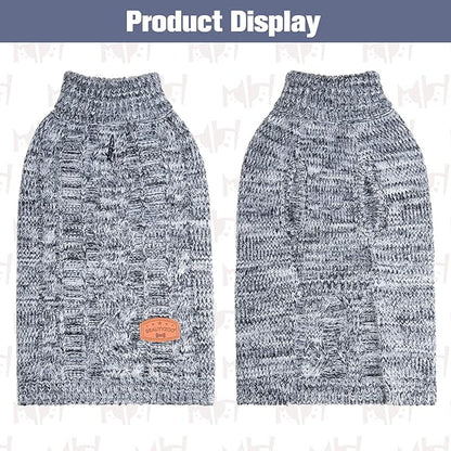 BEAUTYZOO Small Dog Sweater -Turtleneck Pullover Classic Cable Knit Fuzzy Winter Coat Dog Cold Weather Clothes for Small Medium Dogs Puppy Girl Boys(Retro Grey, M)