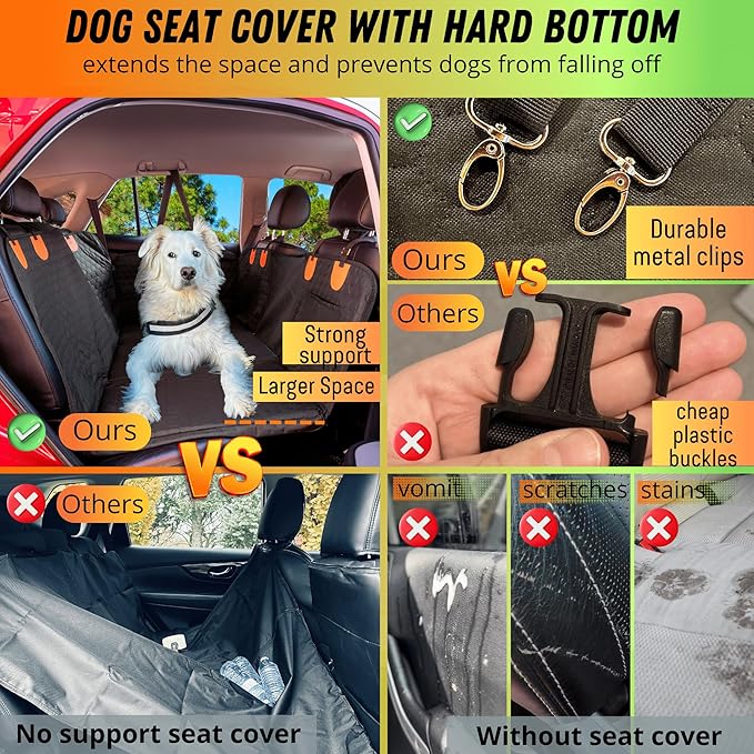 Hard Bottom Dog Car Seat Cover for Back Seat