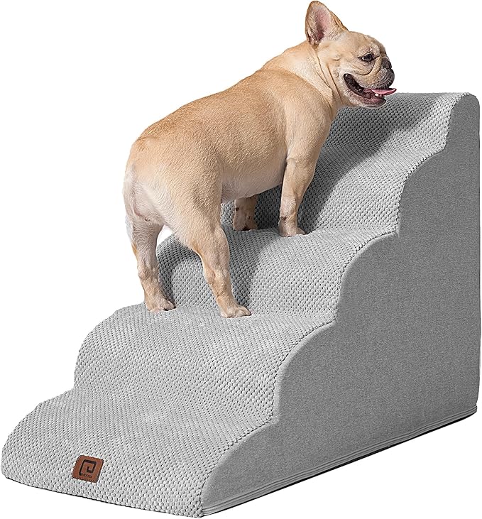 EHEYCIGA Curved Dog Stairs for High Beds 22.6" H 5-Step Dog