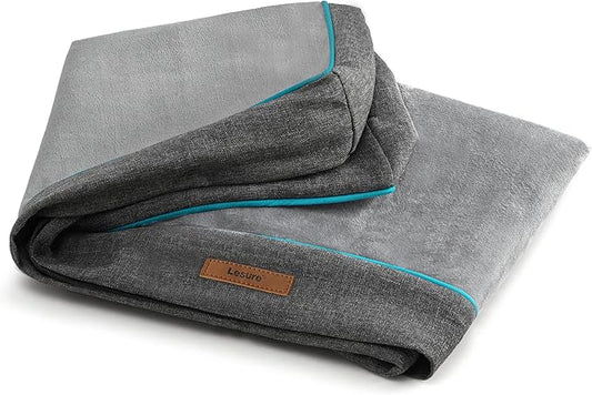 Lesure Dog Bed Cover Flannel - Small Dog Bed Washable Removable Cover, Plush Fleece Replacement Cover for Orthopedic Pet Mad Beds, 24x18x3 Inches Grey