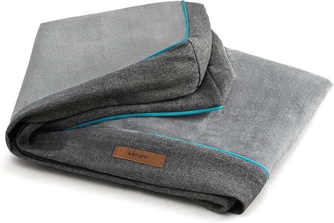 Lesure Dog Bed Cover Flannel - Medium Dog Bed Washable Removable Cover, Plush Fleece Replacement Cover for Orthopedic Pet Mad Beds, 29x18x3 Inches Grey