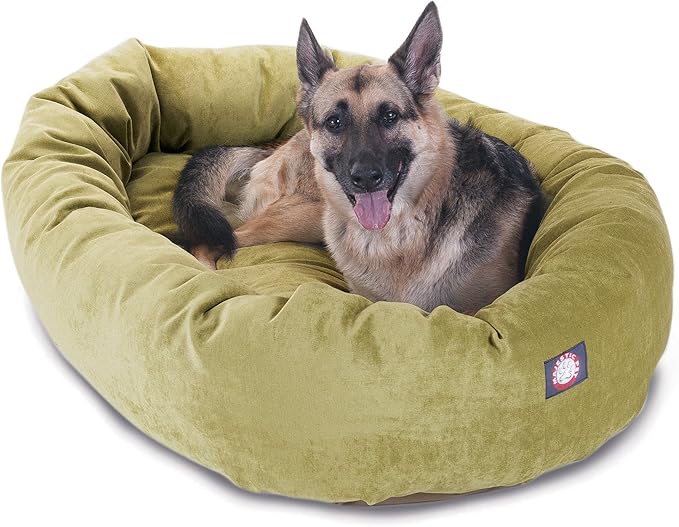 Majestic Pet 52 Inch Micro Velvet Calming Dog Bed Washable – Cozy Soft Round Dog Bed with Spine for Head Support 52x35x11 (inch)