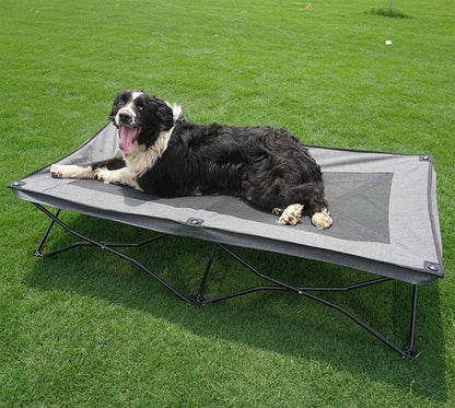 YEP HHO 54 Inches Long Elevated Folding Pet Bed Cot Travel Portable Breathable Cooling Textilene Mesh Sleeping Dog Bed(54 inch（Pack of 1）, Grey)