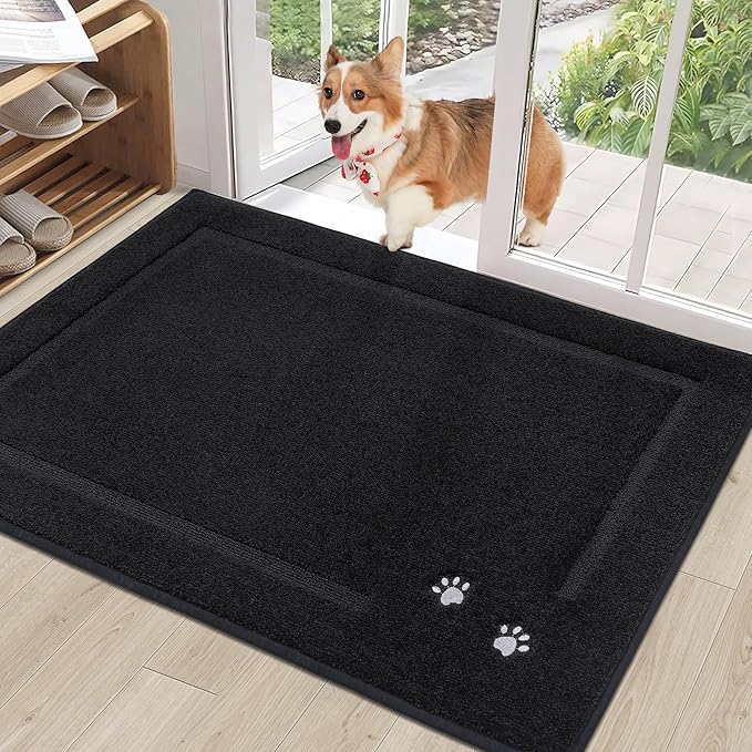 BEQHAUSE Dog Door Mat for Muddy Paws Dirt Trapper Absorbent Entryway Rug Non-Slip Washable Dog Mat Low-Profile Indoor Door Mats Soft Welcome Mat for Muddy Wet Shoes and Paws 32"x48"