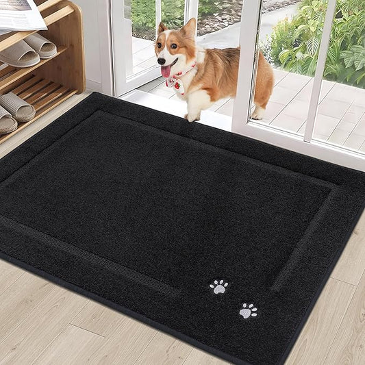 BEQHAUSE Dog Door Mat for Muddy Paws Dirt Trapper Absorbent Entryway Rug Non-Slip Washable Dog Mat Low-Profile Indoor Door Mats Soft Welcome Mat for Muddy Wet Shoes and Paws 32"x48"