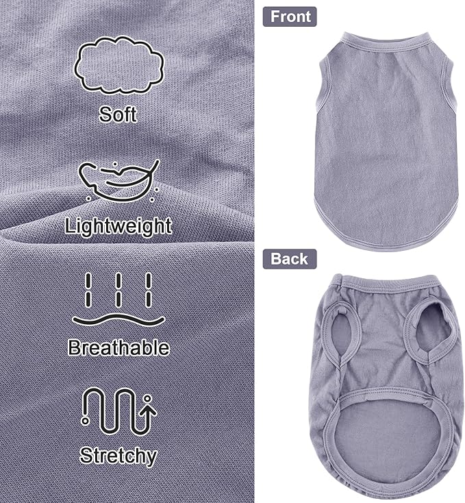 Dog Shirt Vest Clothes for Small Dogs Boy Girl Summer Solid Stretchy Puppy T-Shirts Soft Cool Breathable Lightweight Dog Sweatshirt Pet Cat Outfit