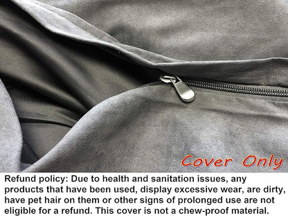 Dogbed4less DIY Pet Bed Pillow Grey MicroSuede Duvet Cover and Waterproof Internal Case for Dog and Cat at 35X20X4 Inch