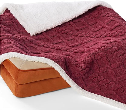 Bedsure Waterproof Dog Blankets for Small Dogs 25"x35", Burgundy