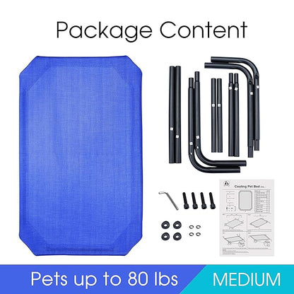 PHYEX Heavy Duty Steel-Framed Portable Elevated Pet Bed 43.5" L 25.5" W 7.8" H(M,