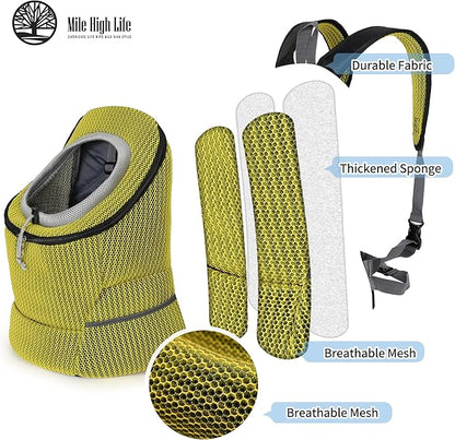 Mile High Life | Hiking Outdoor Pet Carrier Backpack | Kitty Puppy Cat Carrier | Dog Carrier for Small Dogs | Dog Backpack w Breathable Mesh with Soft Padding(Comb Yellow, Small (Pack of 1))