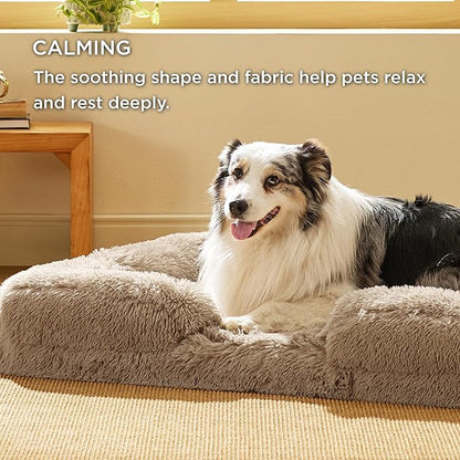 Bedsure Orthopedic Dog Bed for Extra Large Dogs - XL Washable Calming Dog Sofa Beds Large, Supportive Foam Pet Couch Bed with Removable Washable Cover, Waterproof Lining and Nonskid Bottom, Taupe