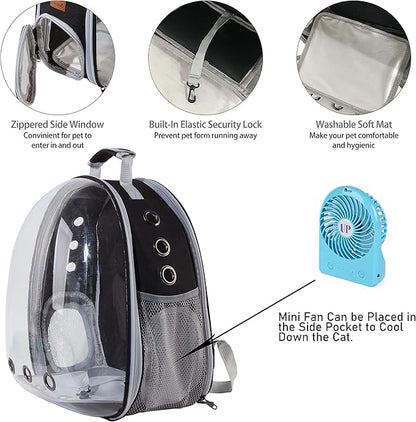 Cat Backpack Carrier Bubble Bag, Transparent Space Capsule Pet Carrier Dog Hiking Backpack, Small Dog Backpack Carrier for Cats Puppies Airline Approved Travel Carrier Outdoor Use Black