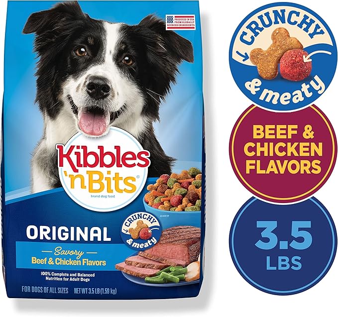 Kibbles 'N Bits Original Savory Beef & Chicken Flavors Dry Dog Food, 3.5 Pound Bag