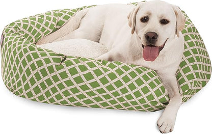 40 inch Sage Bamboo Sherpa Bagel Dog Bed, Green