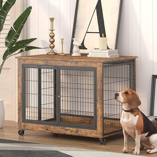 NicBex Dog Crate Furniture Dog Cage with Doors and Lift Top