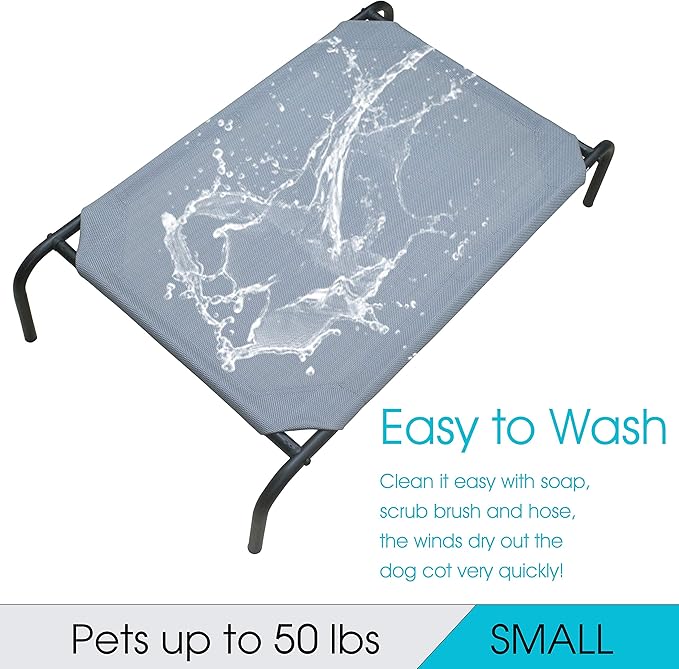 PHYEX Heavy Duty Steel-Framed Portable Elevated Pet Bed 33" L 19" W 7.5" H(S,