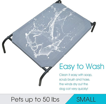 PHYEX Heavy Duty Steel-Framed Portable Elevated Pet Bed 33" L 19" W 7.5" H(S,