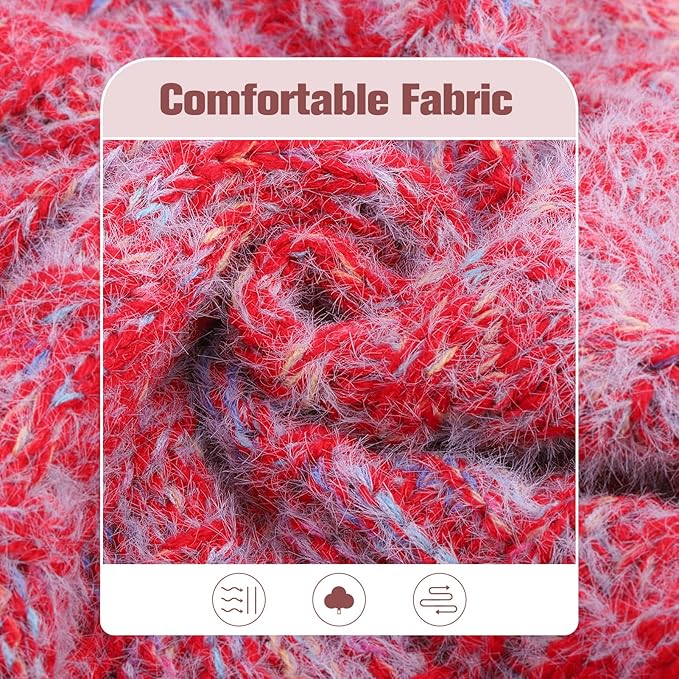 BEAUTYZOO Small Dog Sweater -Turtleneck Pullover Classic Cable Knit Fuzzy Winter Coat Dog Cold Weather Clothes for Small Medium Dogs Puppy Girl Boys(Gradient Red, XS)