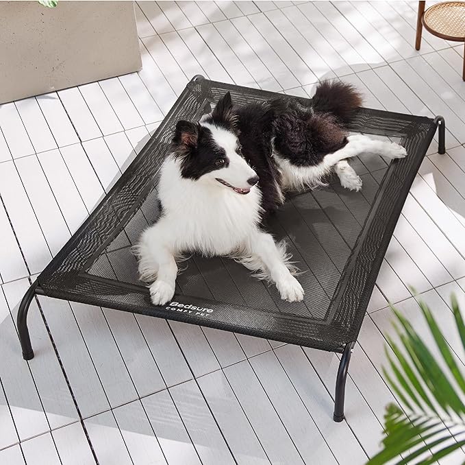 Bedsure Large Elevated/Raised Pet Cots Bed with Skid-Resistant Feet for Large Dogs