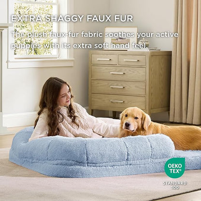 Bedsure Foldable Human Dog Bed for People Adults 2 in 1 Calming