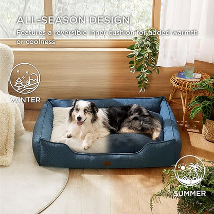 Bedsure Washable Dog Bed for Extra Large Dogs 42x30x10inches, Blue