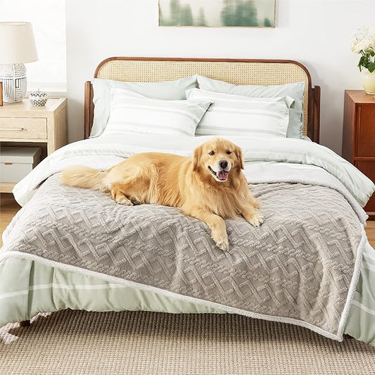 Bedsure Waterproof Dog Blankets for Bed 86x90, Taupe