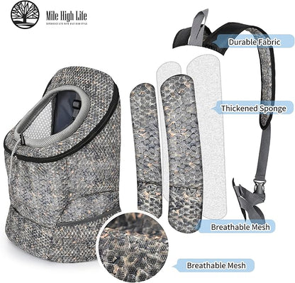 Mile High Life | Hiking Outdoor Pet Carrier Backpack | Kitty Puppy Cat Carrier | Dog Carrier for Small Dogs | Dog Backpack w Breathable Mesh with Soft Padding(Camouflage Brown, Medium (Pack of 1))